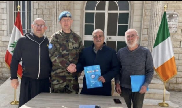 توقيع اتفاقية تعاون بين مجتمع تبنين والكتيبة الإيرلندية في اليونيفيل لإصلاح أضرار الحرب على كنيسة القديس جاورجيوس